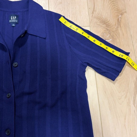 GAP Maternity Ribbed Button Front Polo Shirt, Twilight Navy, sz S - Picture 9 of 11